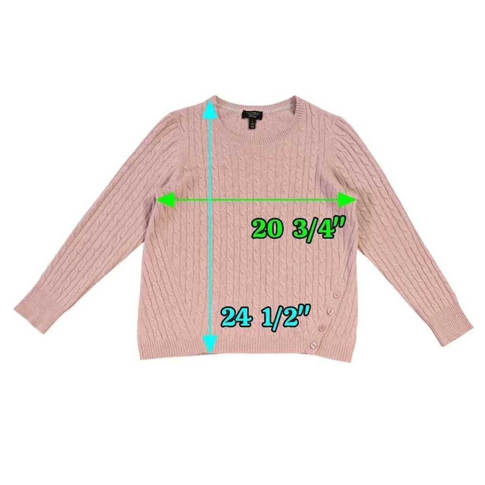 Charter Club Luxury 100% Cashmere Blush Pink Cable Knit Sweater Cozy Preppy